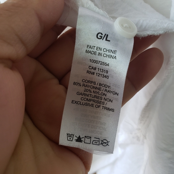 Dynamic white Rayon blend white button down shirt large - Picture 3 of 8